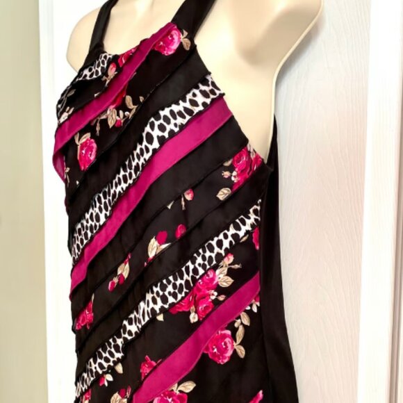 WHBM Mixed Print Layered Halter Top - Picture 2 of 3